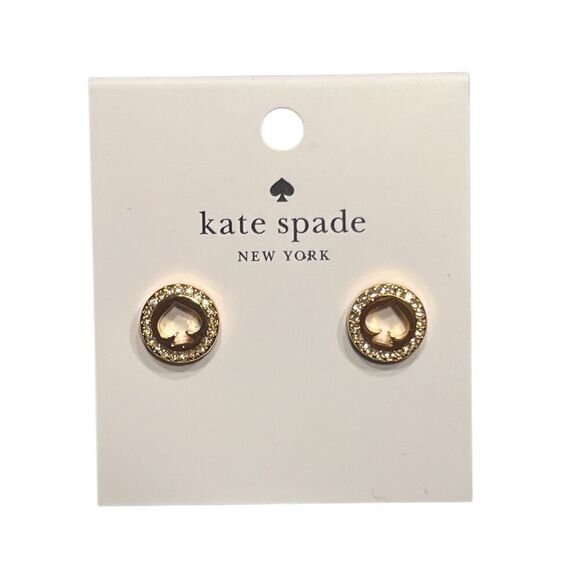 Kate Spade gold tone spade cut halo stud dainty earrings new - Picture 1 of 2